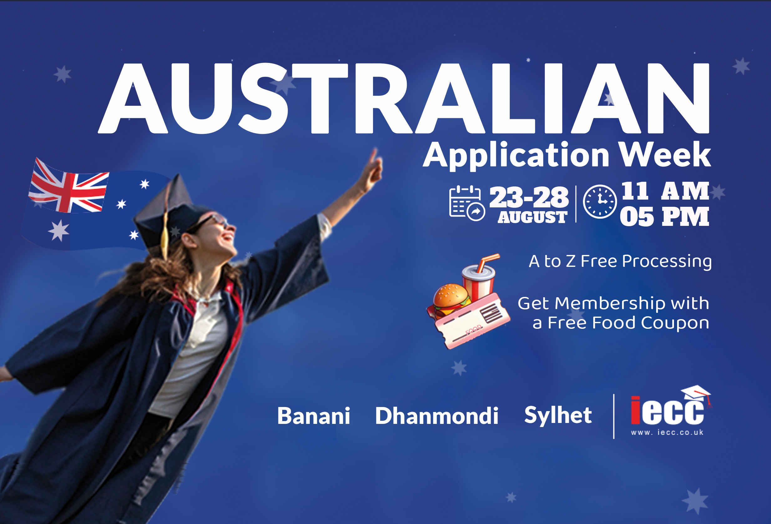 Students attending IECC Bangladesh’s Australian Application Week 2025 at Banani, Dhanmondi, and Sylhet offices to explore scholarships and study opportunities.