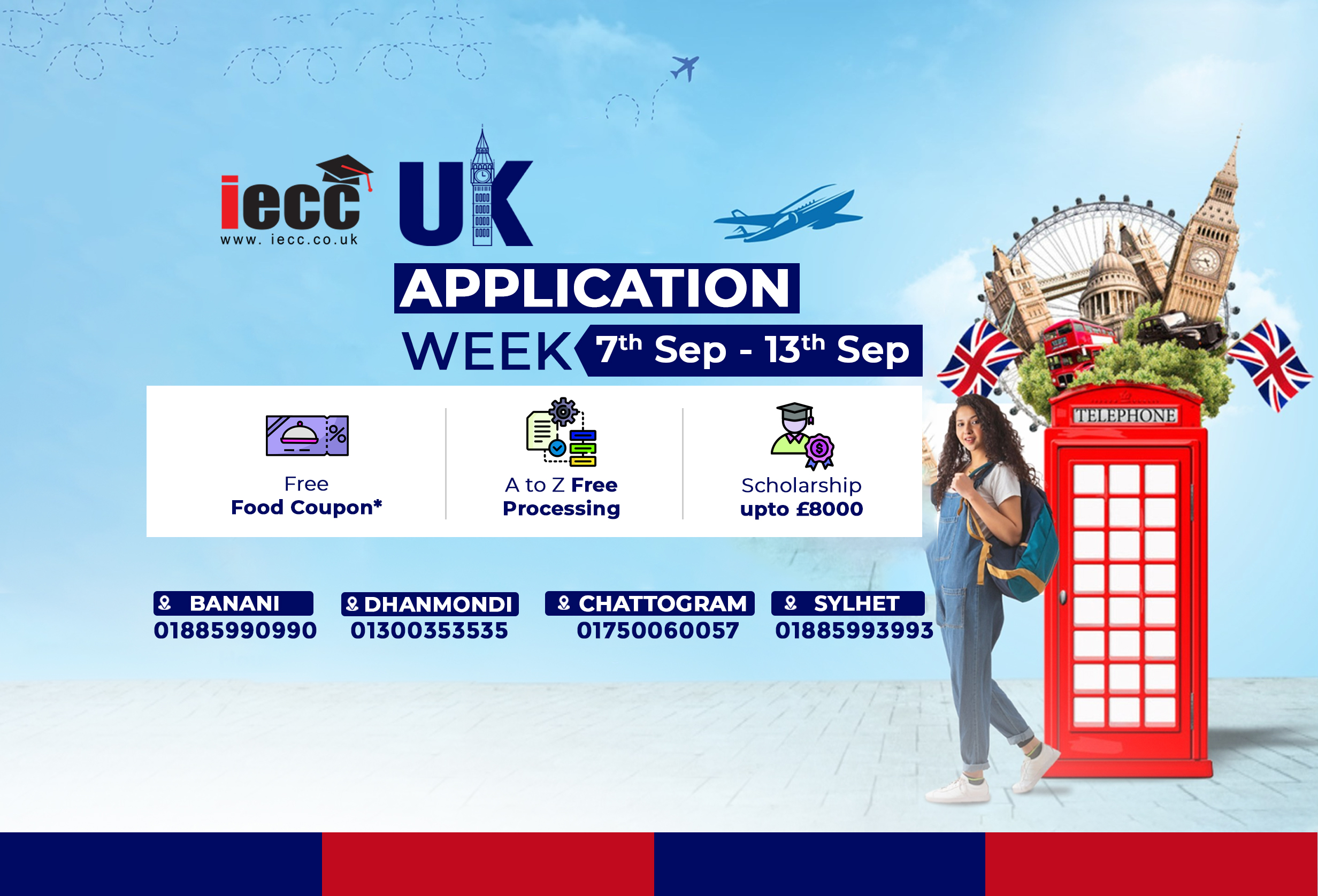 IECC UK Application Week 2025 at Banani Office – Free processing, scholarships up to £8,000, and on-spot opportunities for Bangladeshi students.